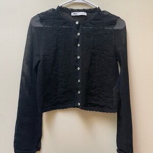 Zara Lace Floral Crochet Sweater